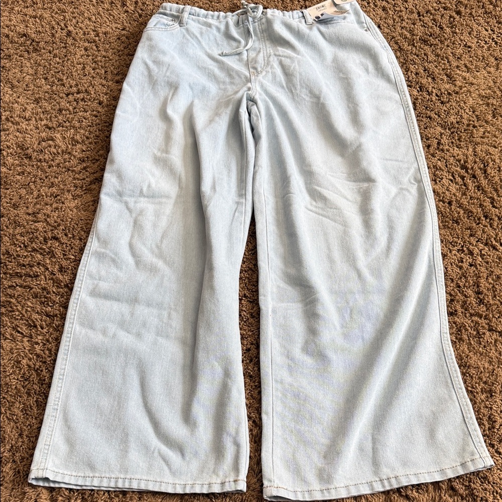 Wide Leg Light Wash Womens Jeans - Light Blue